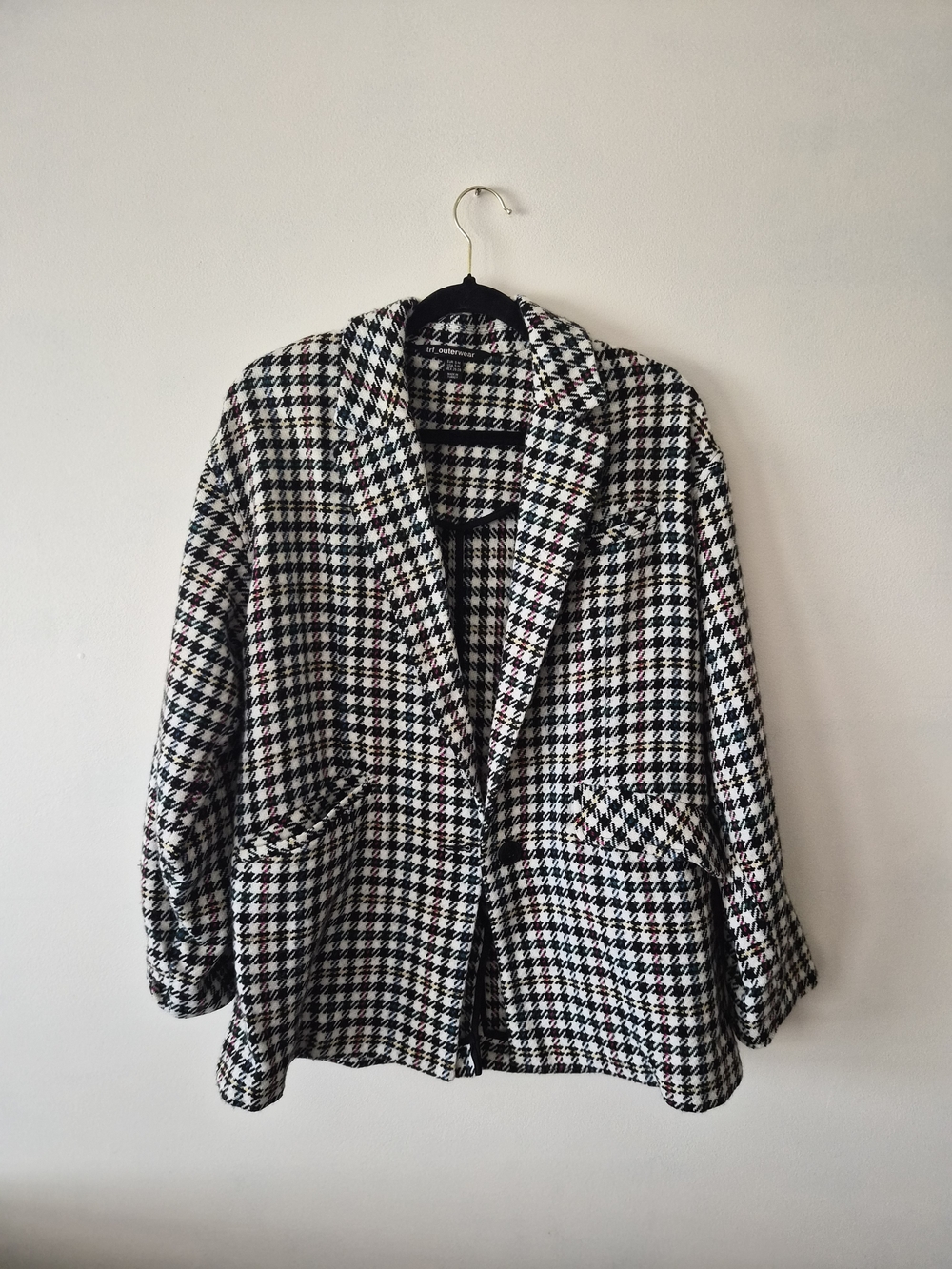 Classic Black & White Houndstooth Blazer Jacket